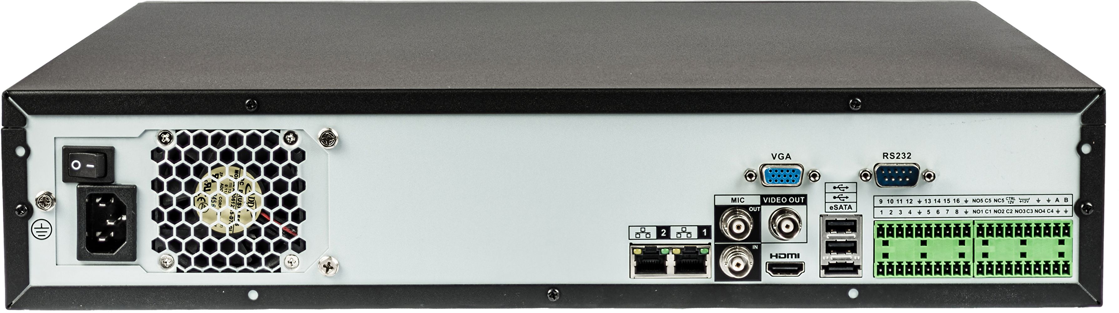 Видеорегистратор 32-х канальный,NVR, Кол-во видео потоков для записи:32; 1 выход VGA + 1 HDMI