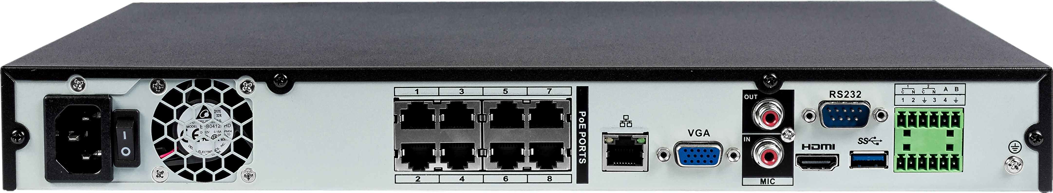 Видеорегистратор 16-ти канальный,встроен. PoE (IEEE802.3af) коммут. на 8 портов,1920×1080, 1280×1024